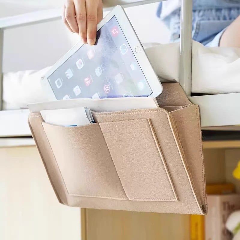  Túi Treo Đầu Giường Bằng Nỉ Màu Be, Xám, Nâu - Túi Đựng Điện Thoại, Đồ Lặt Vật, Điều Khiển TV, Trang Trí Phòng Ngủ [GIAO HÀNG 2-10 NGÀY | SỈ TỪ 2 TRIỆU | CÓ THỂ IN LOGO] 