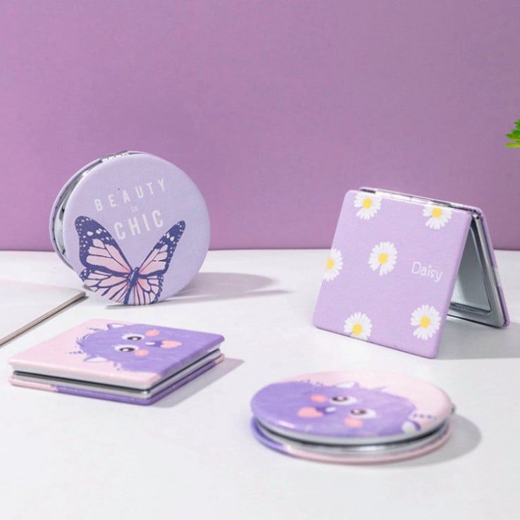  Gương trang điểm mini Classy xách tay hai mặt, thiết kế dễ thương phong cách Hàn Quốc, gương hoạt hình PK57. 