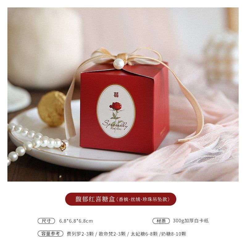  Hộp kẹo cưới hộp vuông hộp giấy sáng tạo đám cưới hộp quà rỗng bán buôn 