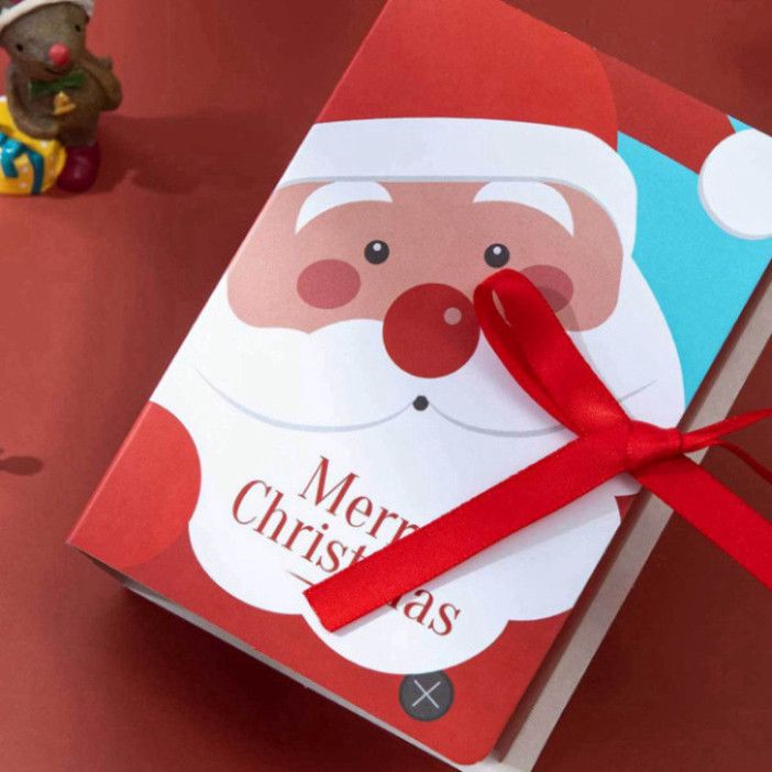  Bộ 5 Hộp quà Giáng Sinh Classy - Hình Ông Già Noel với Ruy băng 8x4,5x12cm Q766 