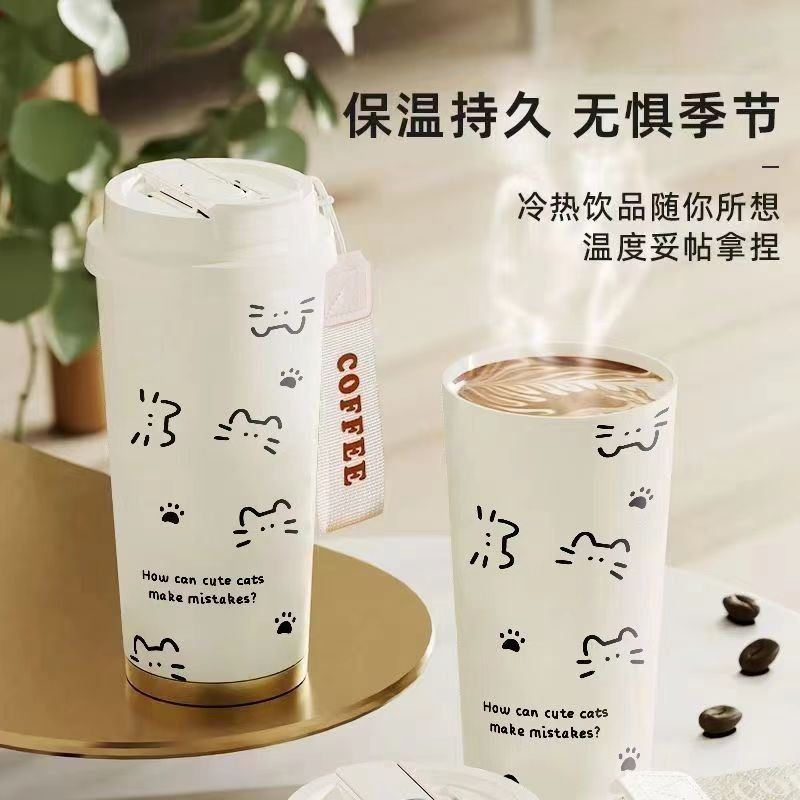 Cốc Giữ Nhiệt Hình Mèo Dung Tích Lớn Có Ống Hút Tiện Lợi [GIAO HÀNG 2-10 NGÀY | SỈ TỪ 2 TRIỆU | CÓ THỂ IN LOGO] 