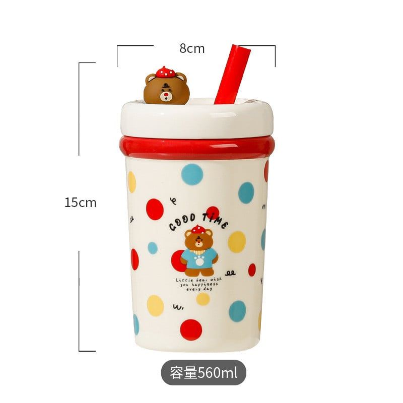  Cốc mug dung tích lớn có ống hút mẫu mới đáng yêu 