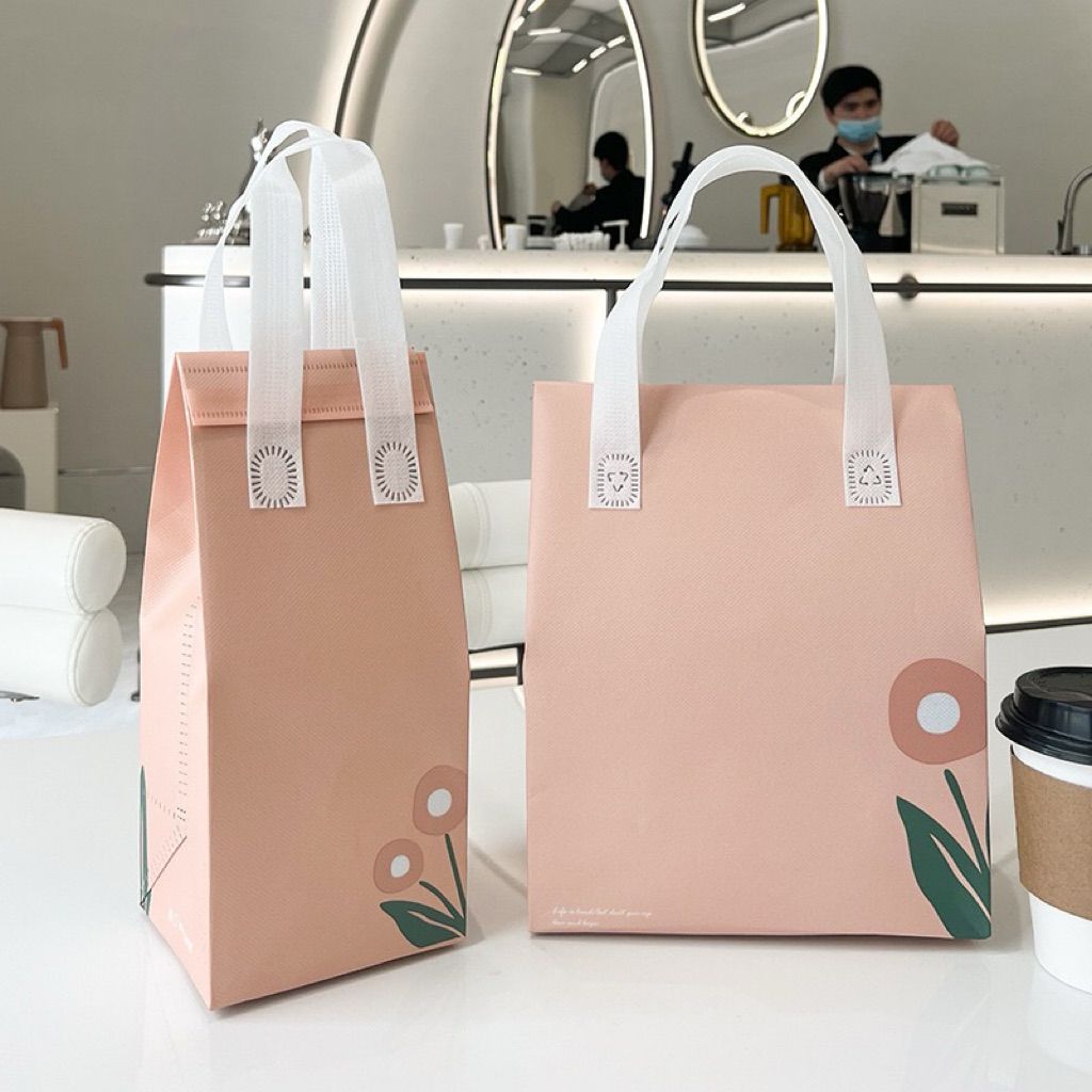  20 Túi Tote vải không dệt đựng trà sữa và thực phẩm, lớp nhôm giữ nhiệt, bền đẹp, thân thiện với môi trường