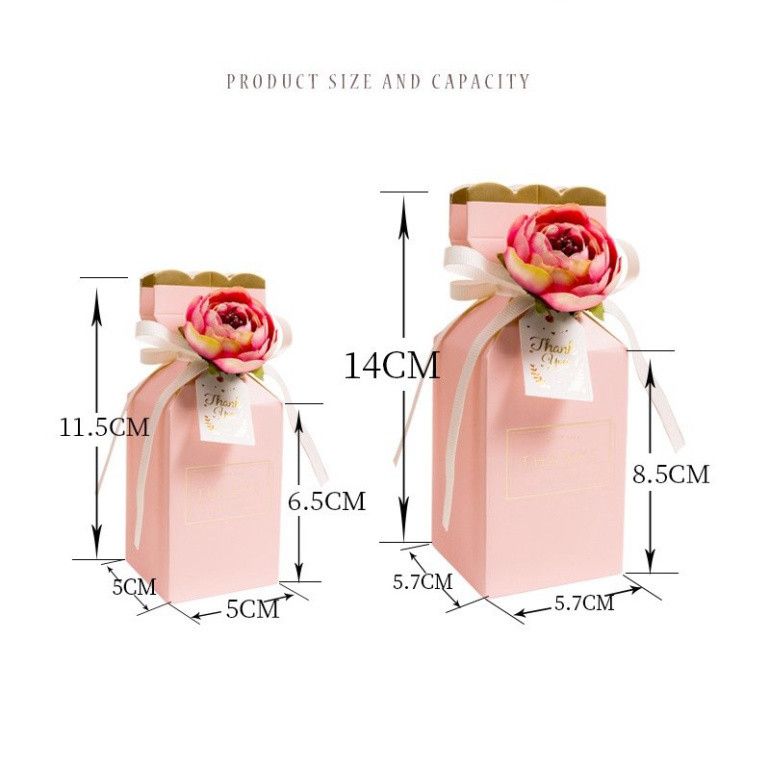  Bộ 5 Hộp Giấy Mini Hình Viên Kẹo 5*5*6.5cm Sang Trọng, Có Ruy Băng Gắn Kèm 