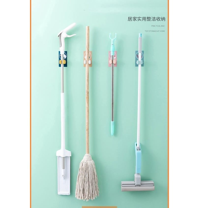  Móc Dán Tường Kẹp Giữ Cây Lau Nhà, Treo Chổi Chịu Lực 6kg [GIAO HÀNG 2-10 NGÀY | SỈ TỪ 2 TRIỆU | CÓ THỂ IN LOGO] 