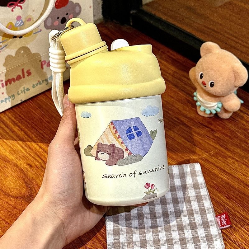  Cốc giữ nhiệt cốc nước kiểu dáng xinh xắn nhỏ nhắn cho nữ tiện mang theo có ống hút 
