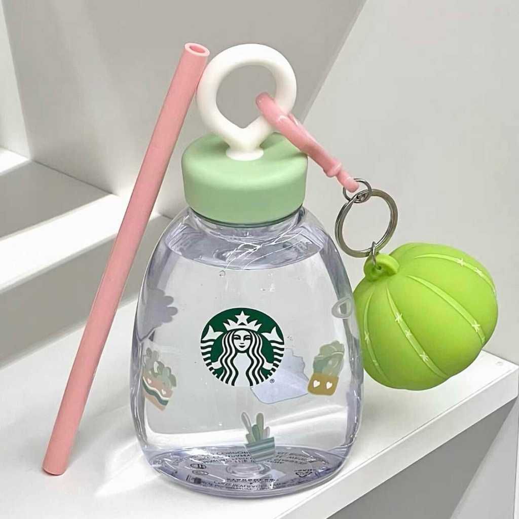  Cốc starbucks mọng nước loạt vườn hồng màu xanh lá cây gradient xương rồng ống hút thép không gỉ 