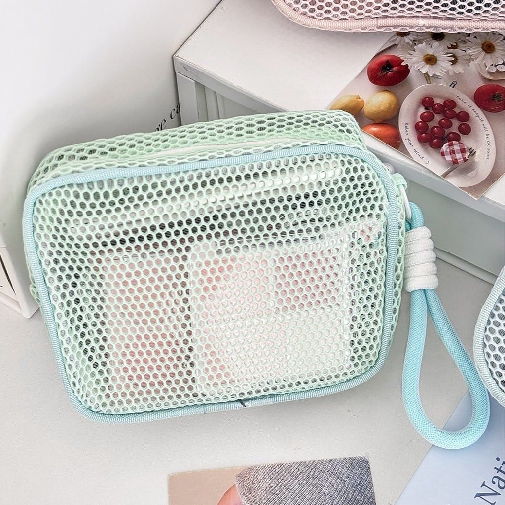  Túi Mỹ Phẩm Lưới Khối Đậu Phụ Nhiều Màu - Túi Đựng Đồ Trang Điểm, Phụ Kiện Du Lịch Phong Cách Hàn Quốc [GIAO HÀNG 2-10 NGÀY | SỈ TỪ 2 TRIỆU | CÓ THỂ IN LOGO] 