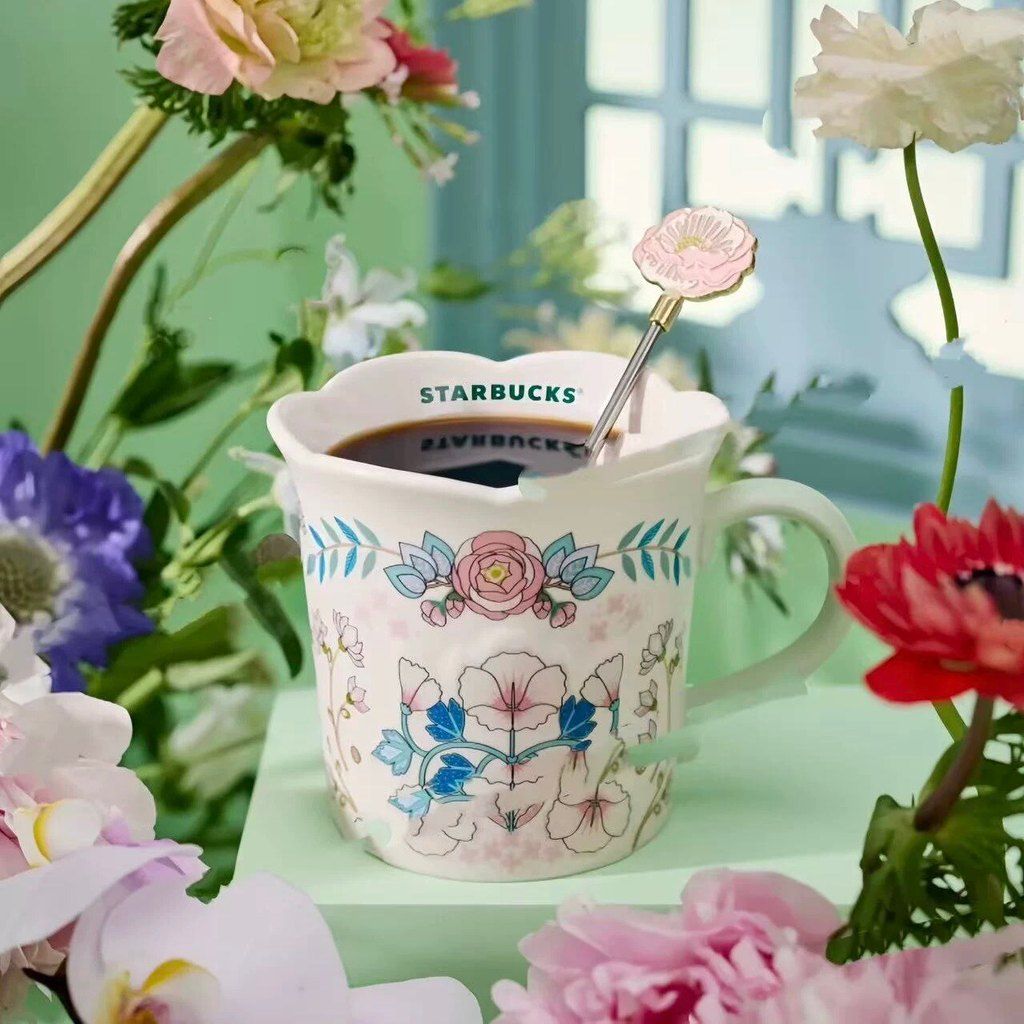  Cốc starbucks hoa mùa xuân phong cách quốc gia kính cách nhiệt thép không gỉ 