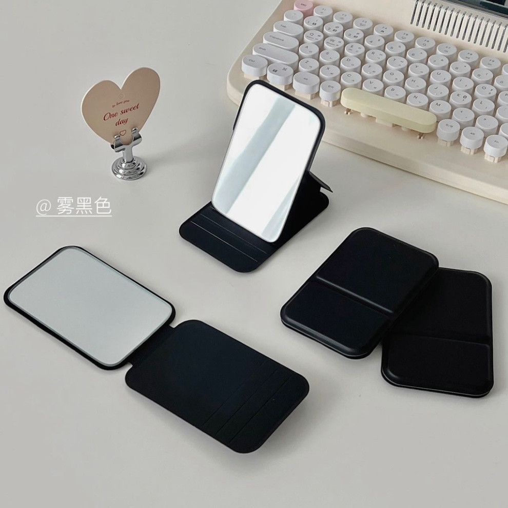  Gương Cầm Tay Gập Lại, Set 5 Màu Trơn Da PU Đơn Giản, Tiện Dụng Cho Trang Điểm 