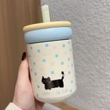  Cốc giữ nhiệt mẫu mới thép không gỉ thiết kế nữ tính có ống hút tiện mang theo 