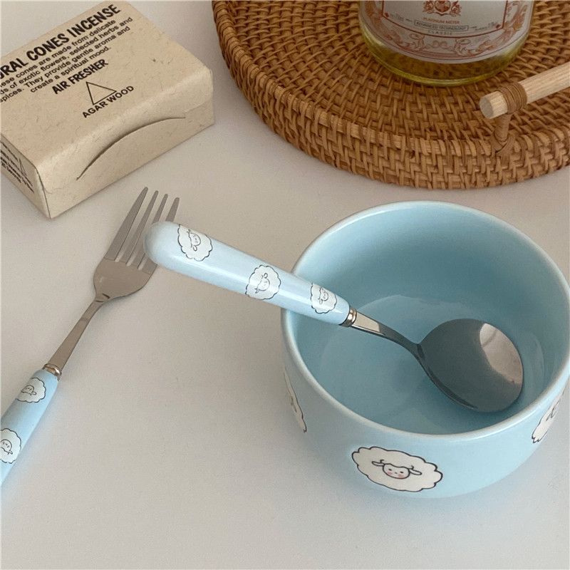  Bát Gốm Hình Cừu Non Màu Xanh Dương - Bộ Bát Đĩa Tráng Miệng, Salad, Đồ Ăn Gia Dụng Phong Cách Hoạt Hình Dễ Thương [GIAO HÀNG 2-10 NGÀY | SỈ TỪ 2 TRIỆU | CÓ THỂ IN LOGO] 