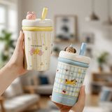  Cốc mug dung tích lớn có ống hút mẫu mới đáng yêu 