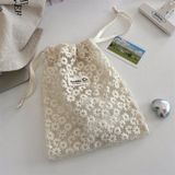  Túi Lưới Rút Dây Thêu Hoa Cúc - Túi Đựng Mỹ Phẩm, Sản Phẩm Chăm Sóc Da, Đồ Lặt Vật Khi Du Lịch [GIAO HÀNG 2-10 NGÀY | SỈ TỪ 2 TRIỆU | CÓ THỂ IN LOGO] 