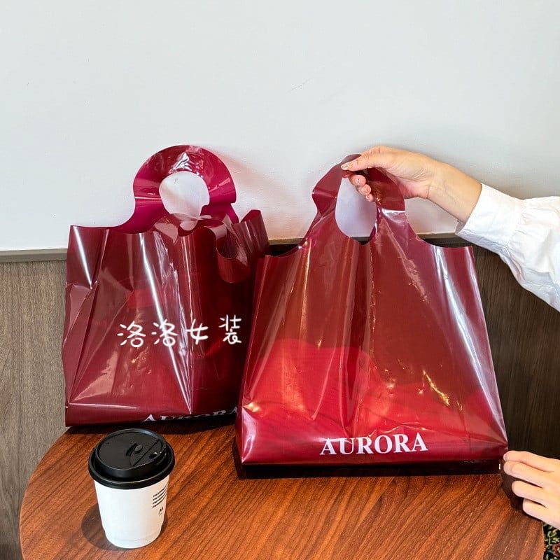  Túi nhựa đỏ cao cấp đựng quần áo, túi shop thời trang 