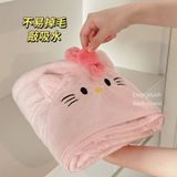  Bộ Khăn Tắm San Hô 3 Món Hình Mèo Hồng - Khăn Tắm + Khăn Mặt + Mũi Trùm Đầu, Thấm Nước Nhanh, Không Rụng Lông [GIAO HÀNG 2-10 NGÀY | SỈ TỪ 2 TRIỆU | CÓ THỂ IN LOGO] 