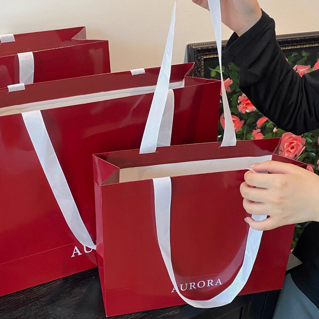  Túi Giấy Đóng Gói Quần Áo Ancora Màu Đỏ Sang Trọng Cho Shop Thời Trang Phụ Kiện Thẩm Mỹ Viện 