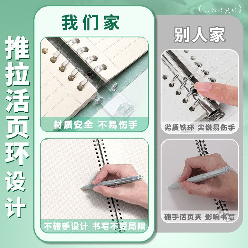  Sổ Tay Bìa PP Màu Xanh Lá Rời Khổ B - Lá Rời Gradient Cao Cấp, Vòng Khóa Có Thể Tháo, Máy Tính Xách Tay Đa Năng [GIAO HÀNG 2-10 NGÀY | SỈ TỪ 2 TRIỆU | CÓ THỂ IN LOGO] 