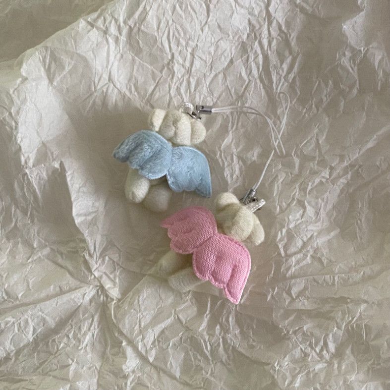  5 Chuỗi Điện Thoại Mini Angel Bear Trái Tim Màu Hồng, Xanh [GIAO HÀNG 2-10 NGÀY | SỈ TỪ 2 TRIỆU | CÓ THỂ IN LOGO] 