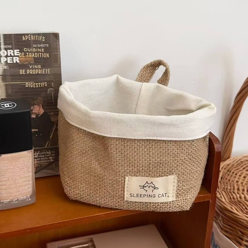  Giỏ Treo Tường Bằng Cotton Lanh Hình Mèo - Túi Đựng Gừng, Tỏi, Rau Củ Nhà Bếp, Đa Năng Để Bàn [GIAO HÀNG 2-10 NGÀY | SỈ TỪ 2 TRIỆU | CÓ THỂ IN LOGO] 