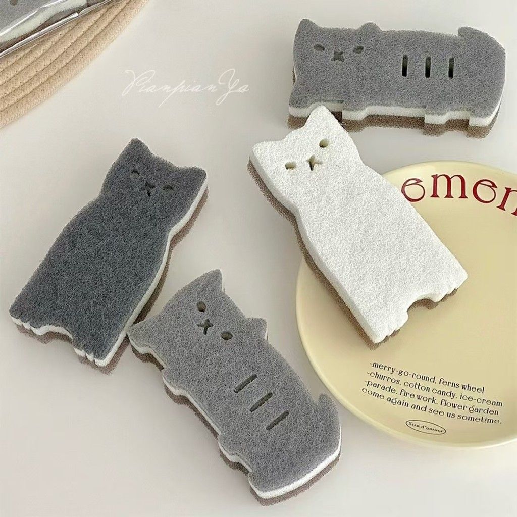  Miếng Bọt Biển Dày Làm Sạch Mèo Con Cọ Rửa Nhà Bếp [GIAO HÀNG 2-10 NGÀY | SỈ TỪ 2 TRIỆU | CÓ THỂ IN LOGO] 