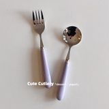  Bộ Muỗng, Nĩa Màu Tím Khoai Môn, Đỏ Phong Cách Hàn Quốc - Thìa Nĩa Salad Cán Dài, Đồ Ăn Gia Dụng [GIAO HÀNG 2-10 NGÀY | SỈ TỪ 2 TRIỆU | CÓ THỂ IN LOGO] 