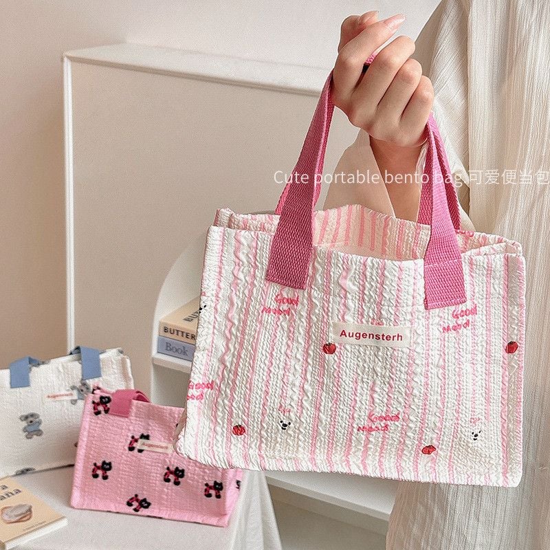 Túi Đựng Hộp Cơm Vải Bố Dễ Thương Họa Tiết Hoạt Hình - Xách Tay, Đi Học, Đi Làm [GIAO HÀNG 2-10 NGÀY | SỈ TỪ 2 TRIỆU | CÓ THỂ IN LOGO] 
