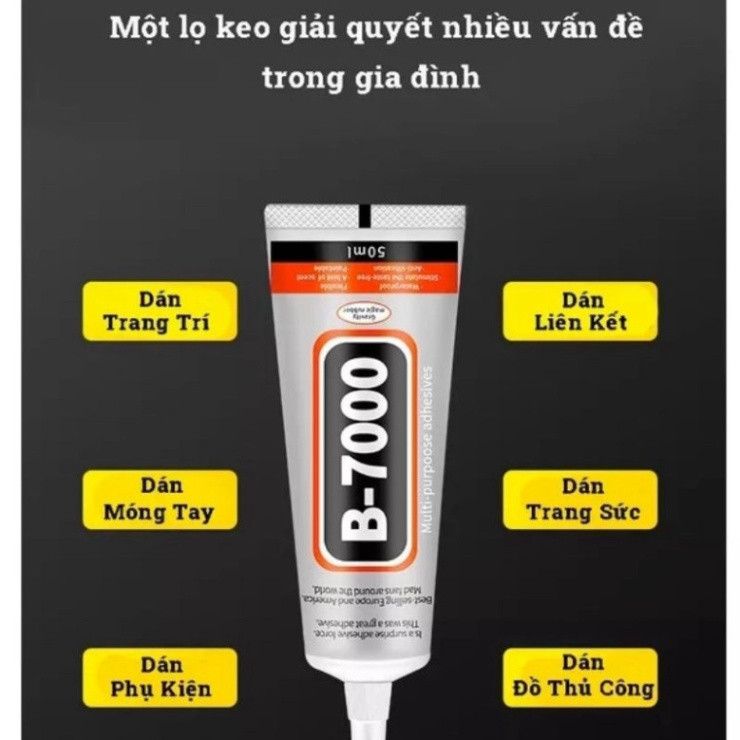  Keo B7000 50ML Đa Năng Dán Đá và Tô Điểm Đối Tượng: Nhựa, Kim Loại, Kính, Da, Gỗ, Giấy 