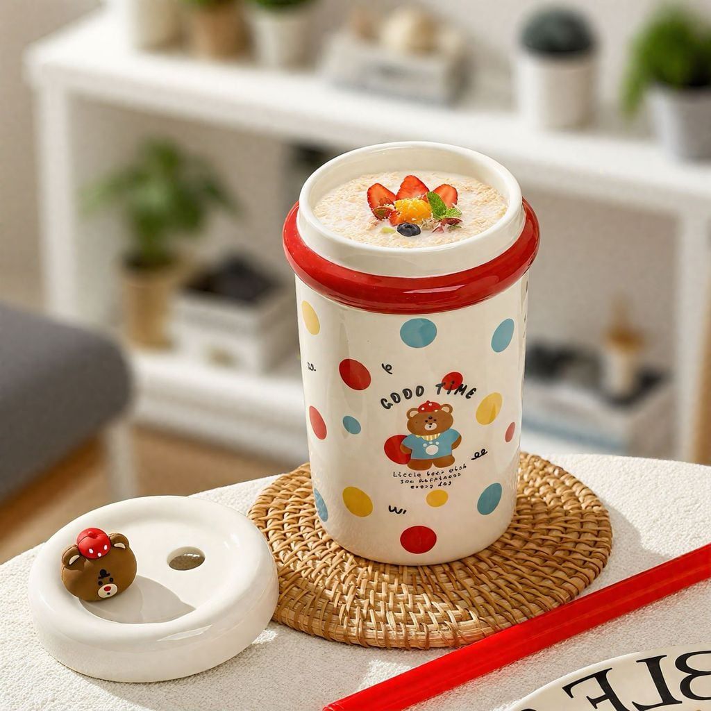  Cốc mug dung tích lớn có ống hút mẫu mới đáng yêu 