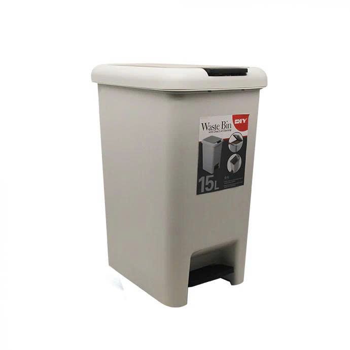  Thùng rác đôi có bàn đạp và nút nhấn màu trắng (15L) - Q25-0032 