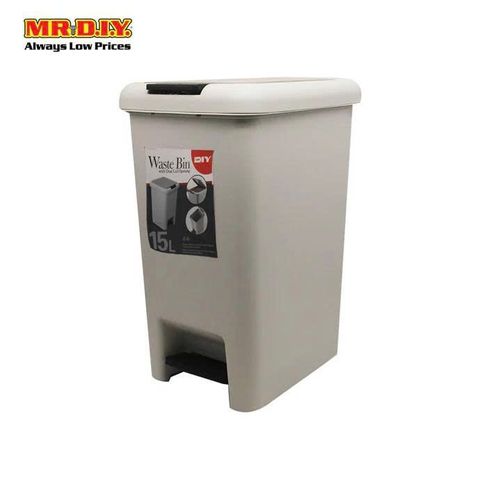  Thùng rác đôi có bàn đạp và nút nhấn màu trắng (15L) - Q25-0032 