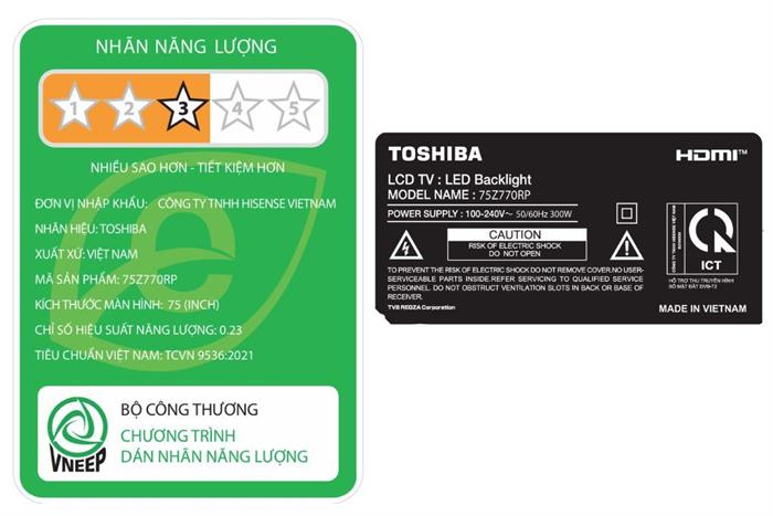 Smart Tivi Mini LED Toshiba AI 4K 75 inch 75Z770RP