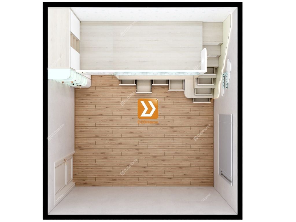 Phòng ngủ giường tầng cho 2 bé trai nhà chị Châu