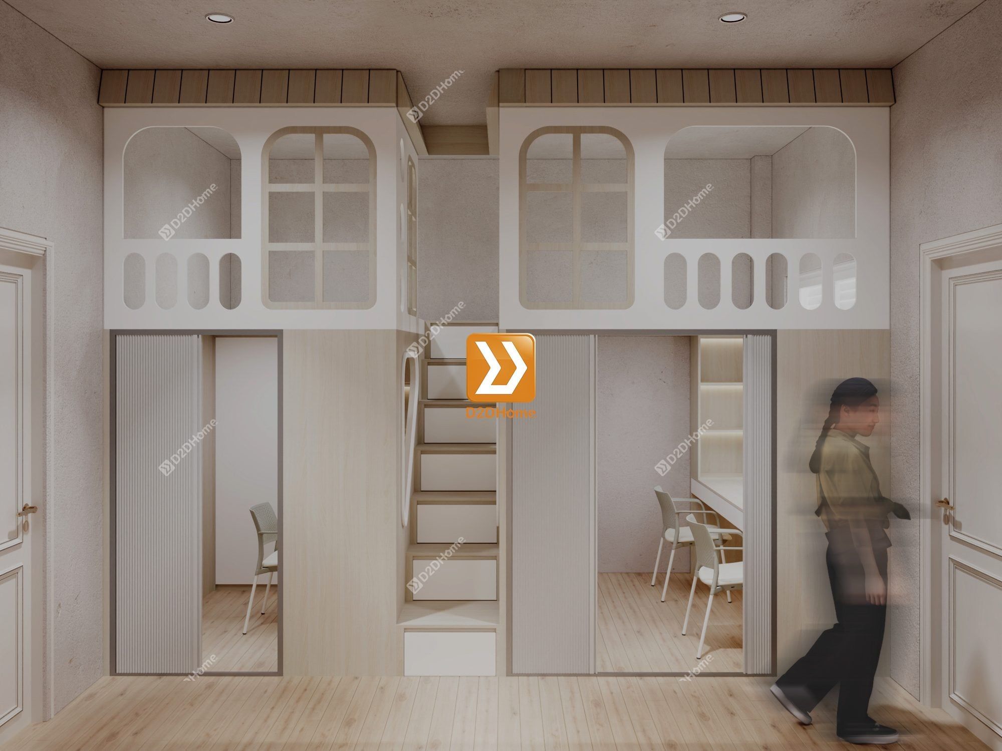  Phòng ngủ giường tầng cho 1 bé trai và 1 bé gái nhà chị Hương Phạm 