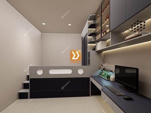 Phòng ngủ với hệ giường tủ bàn kết hợp nhà anh Danh