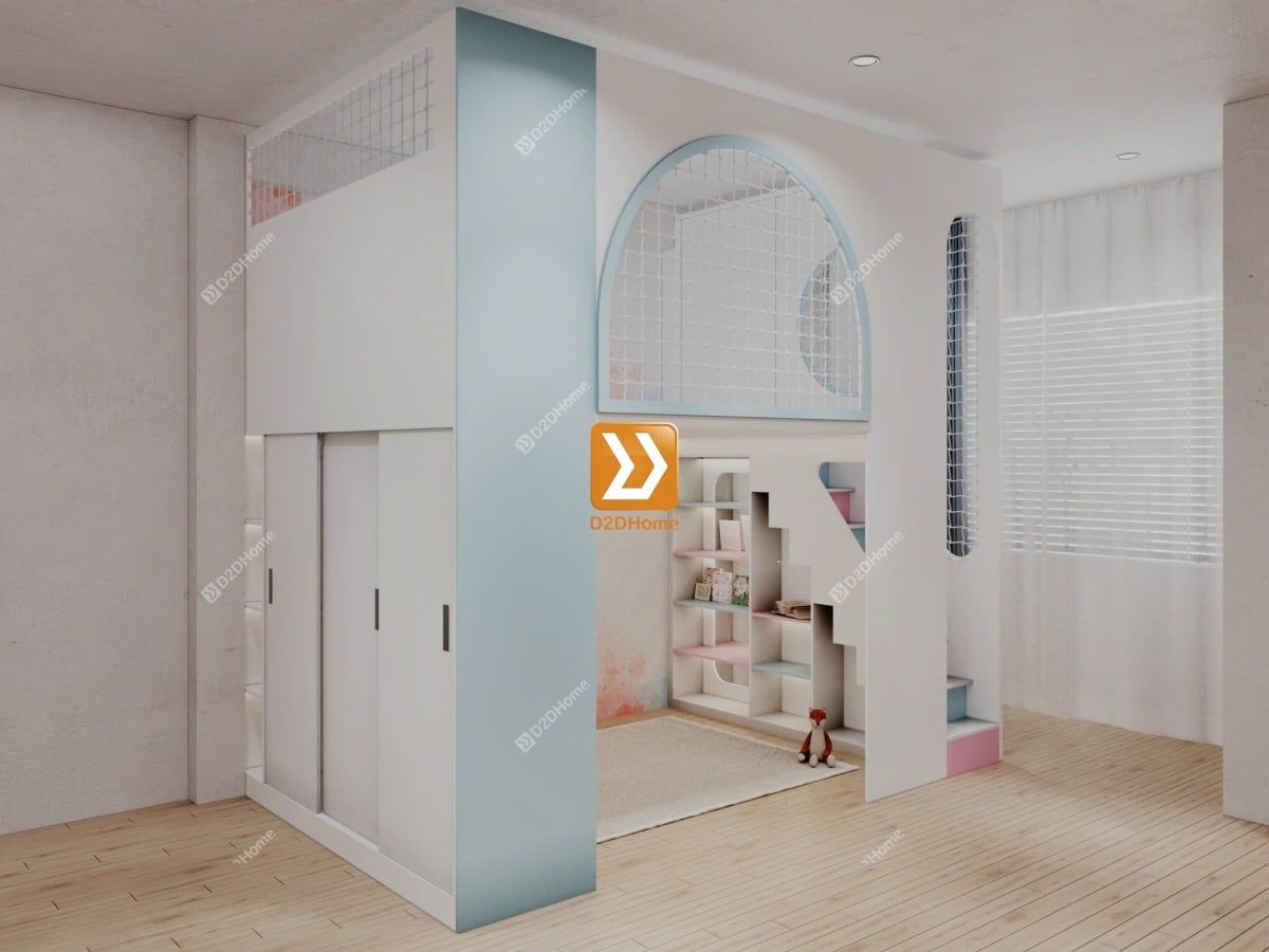 Phòng ngủ giường tầng cho 1 bé gái nhà chị Thames Kim