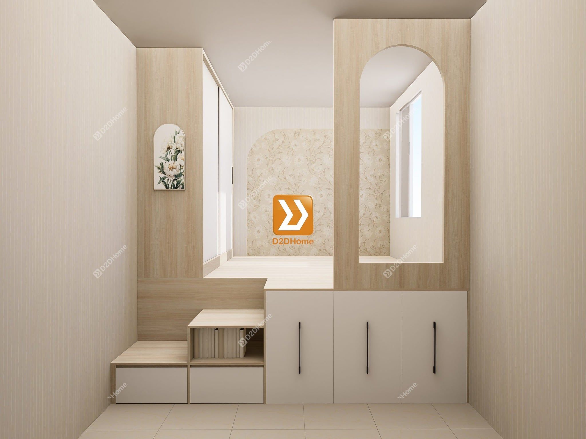 Phòng ngủ với hệ giường tủ bàn kết hợp nhà chị Yumi