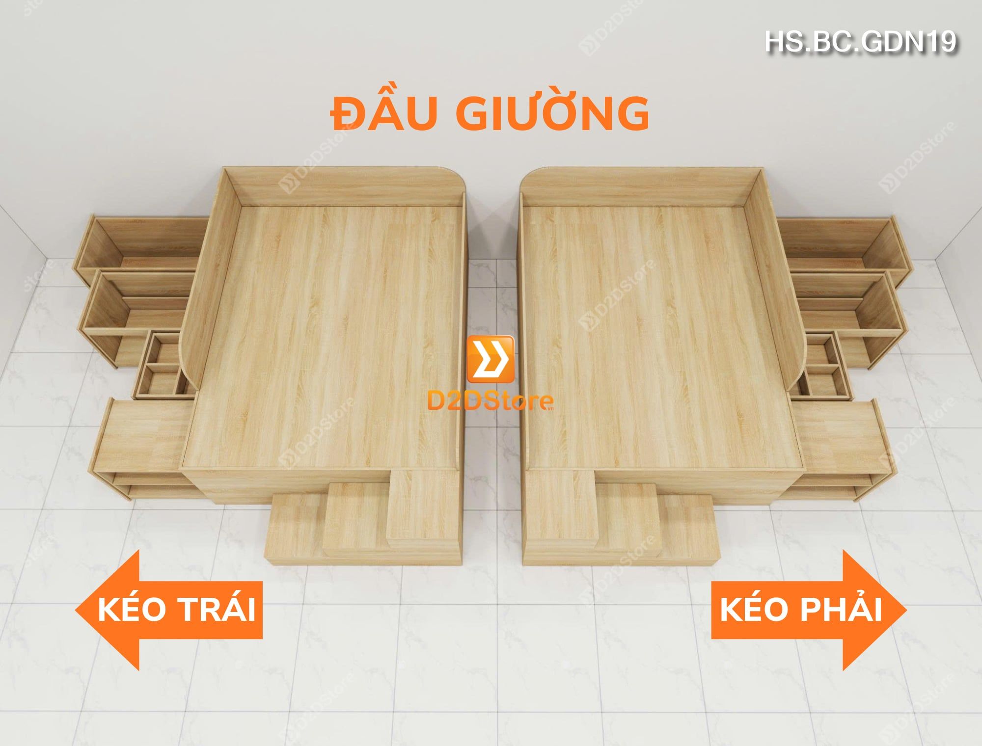  Giường lưu trữ thông minh nhiều kích thước mã HS.BC.GDN19 