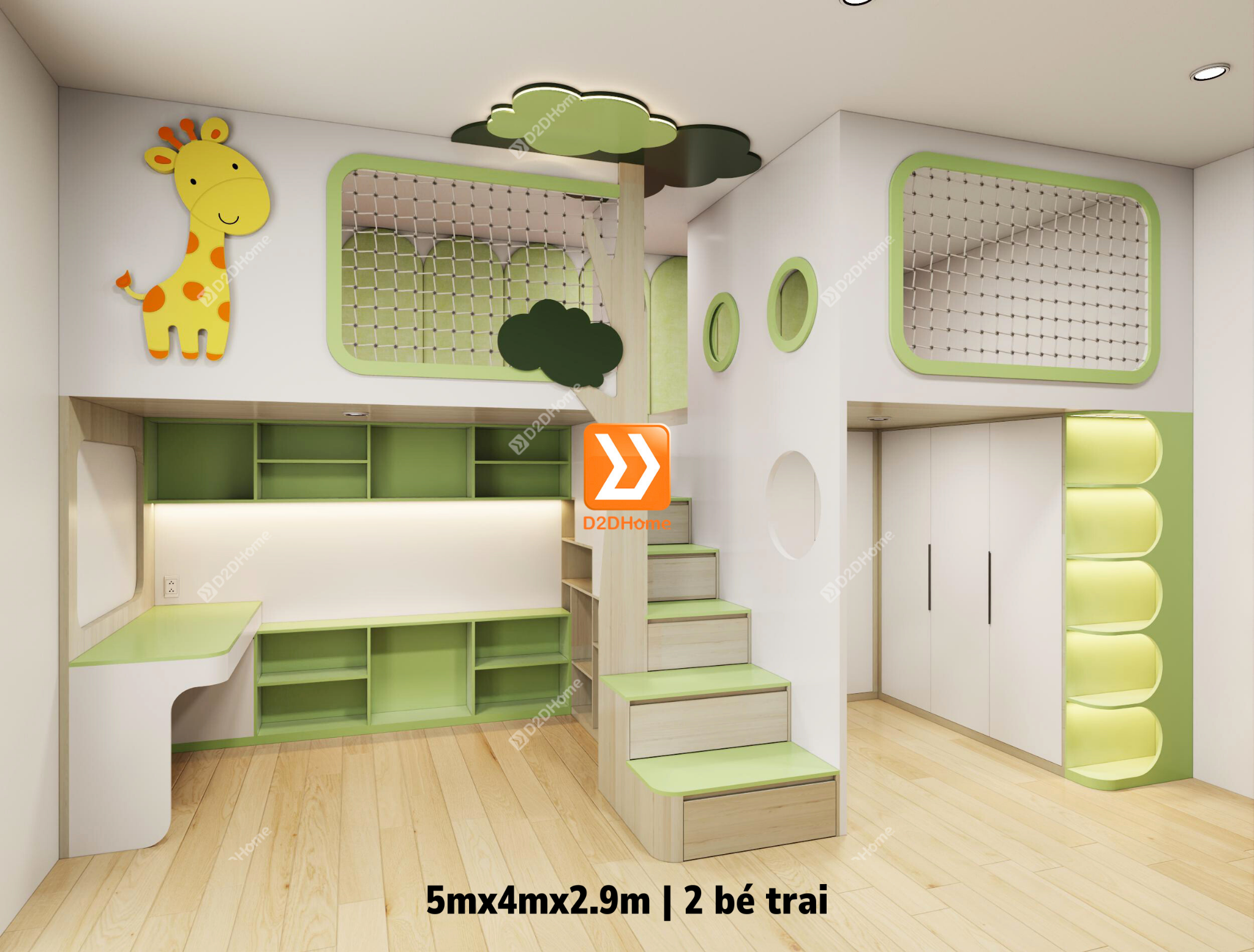 Phòng ngủ giường tầng 2 bé trai nhà anh Trường Giang