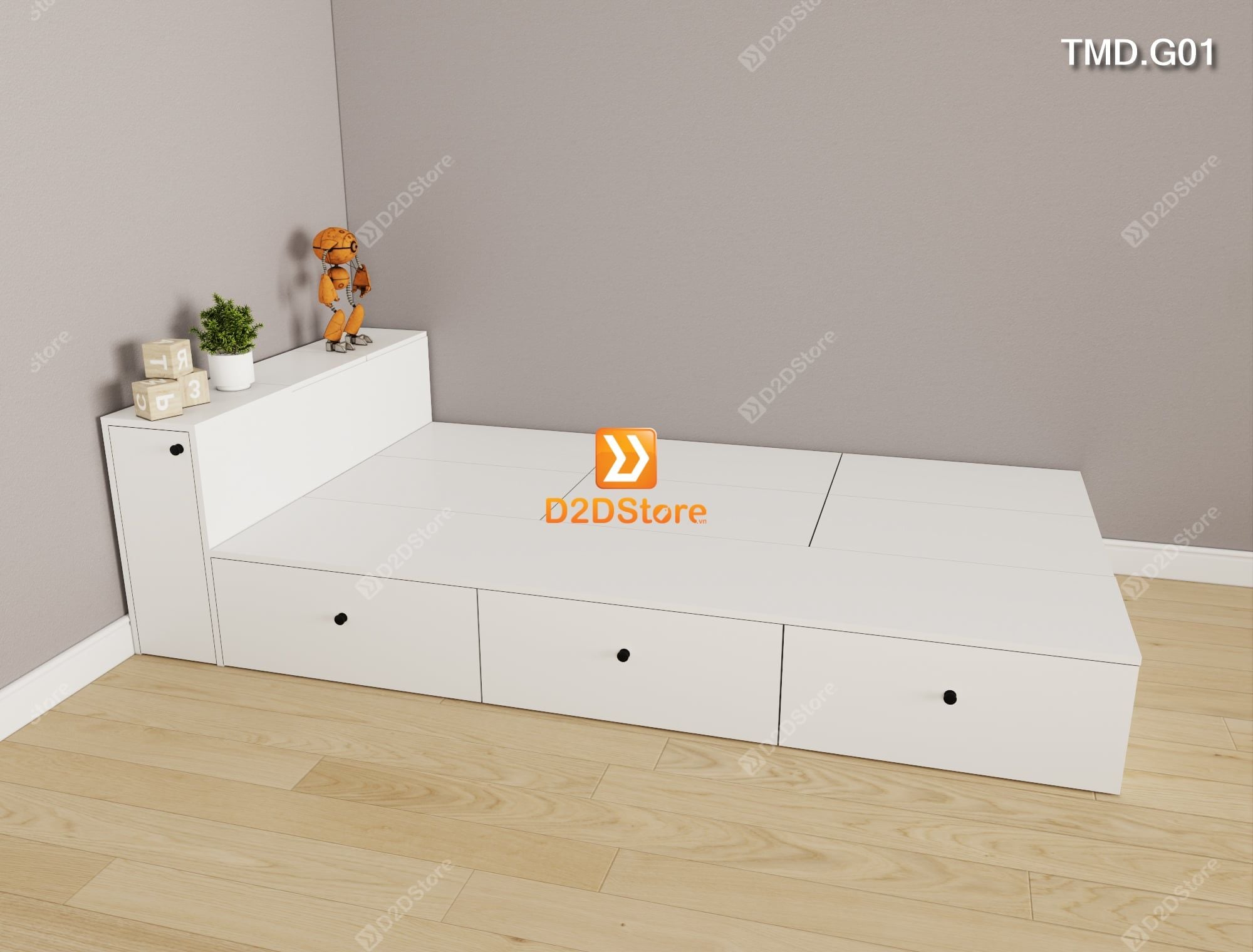  Giường module có nhiều ngăn lưu trữ, dễ dàng di chuyển tháo lắp mã TMD.G01 