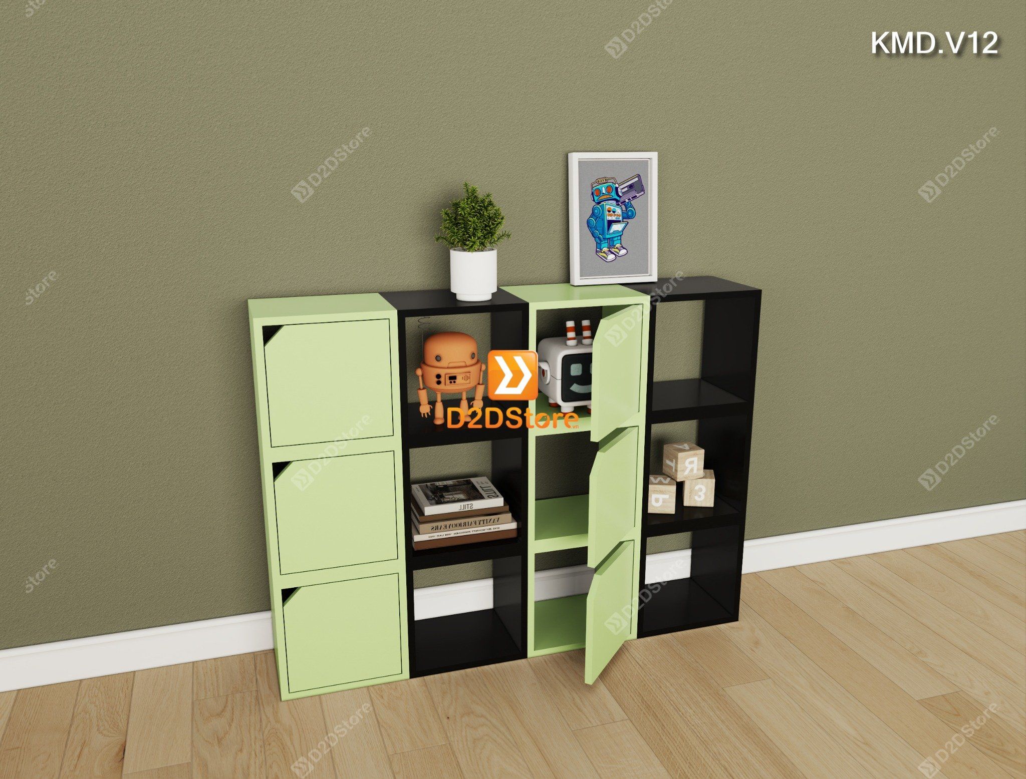  Kệ sách module trang trí mã KMD.V12 