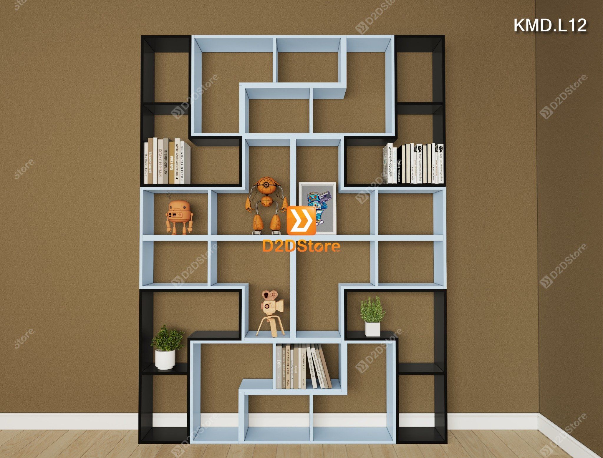  Kệ sách module trang trí mã KMD.L12 