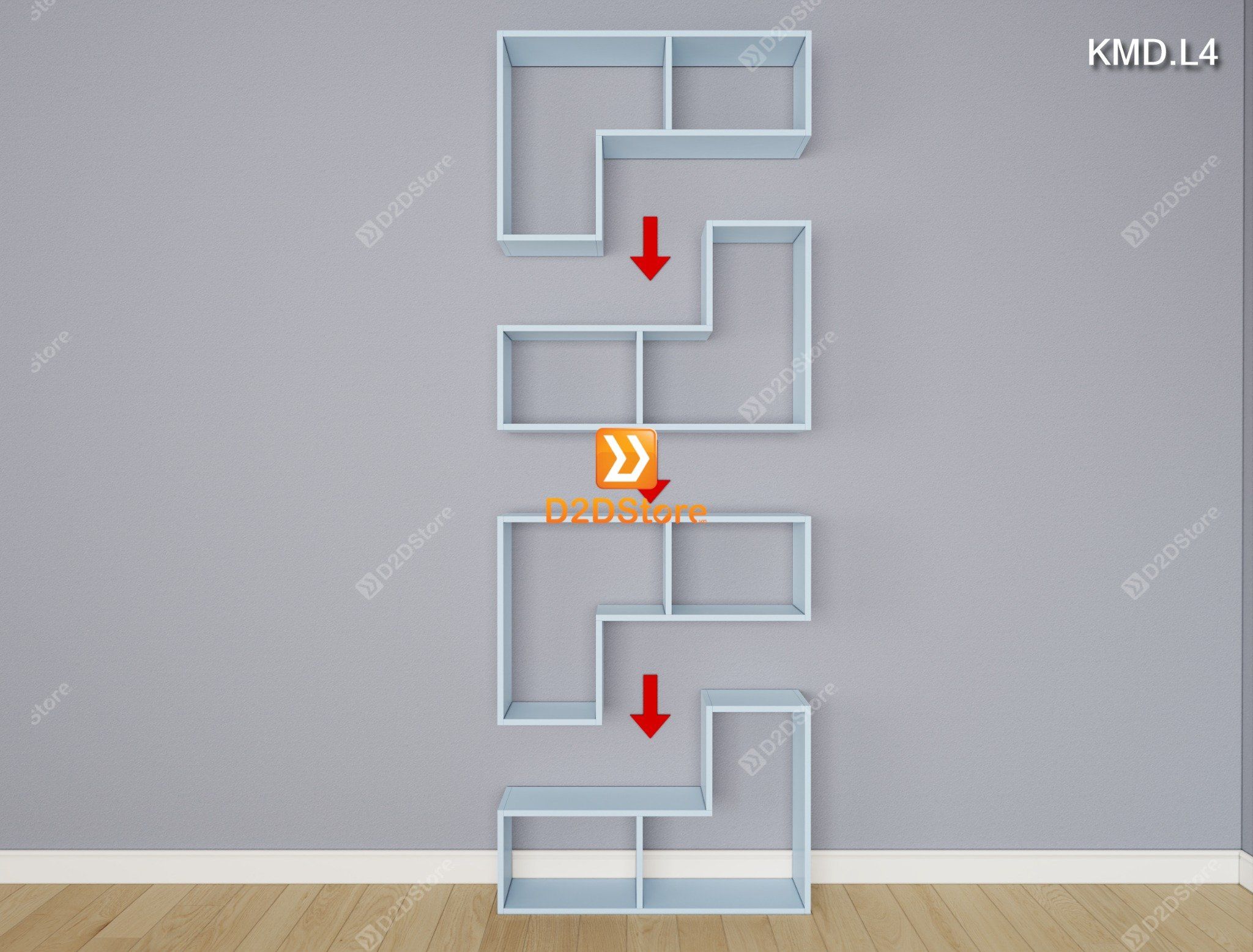  Kệ sách module trang trí mã KMD.L4 