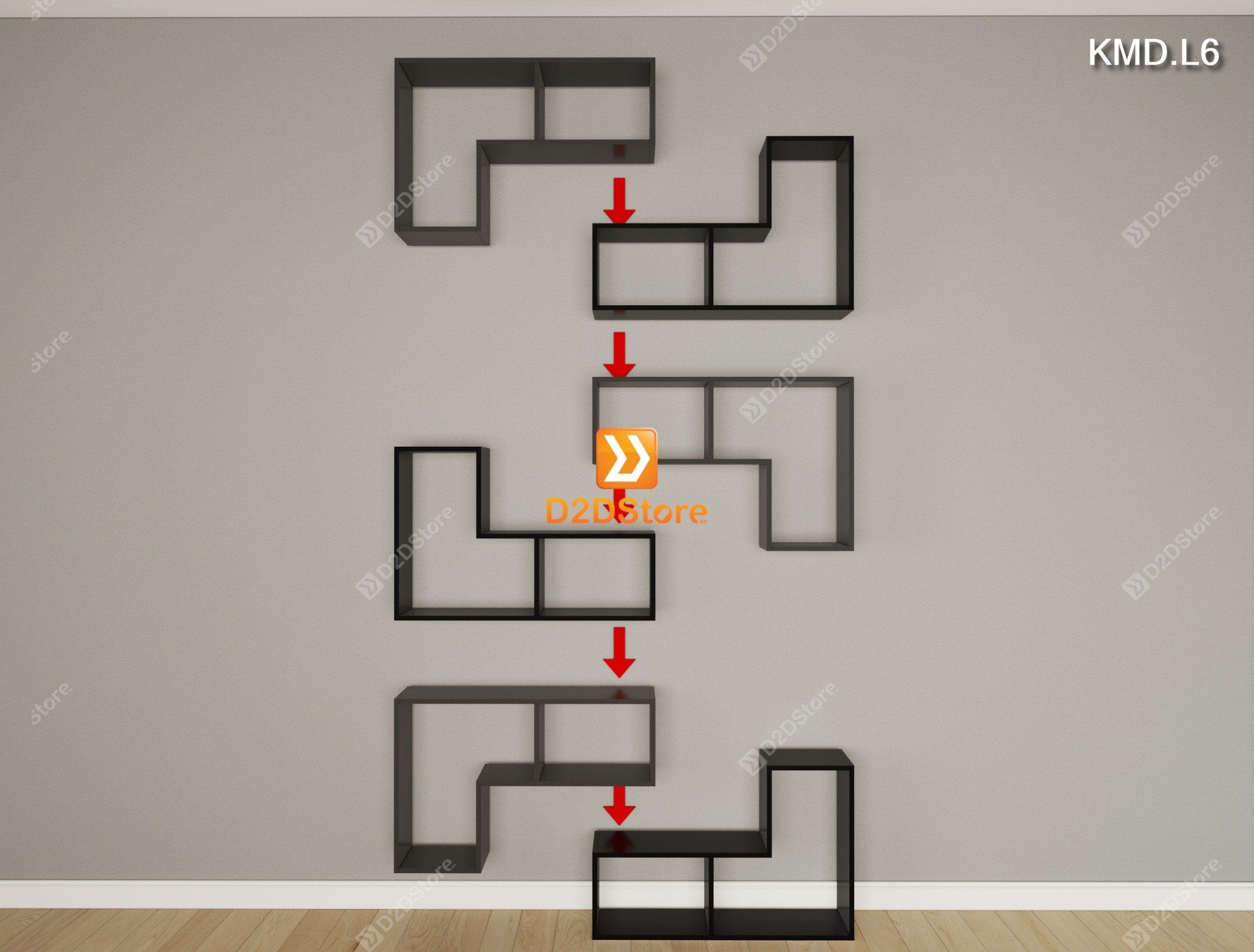  Kệ sách module trang trí mã KMD.L6 