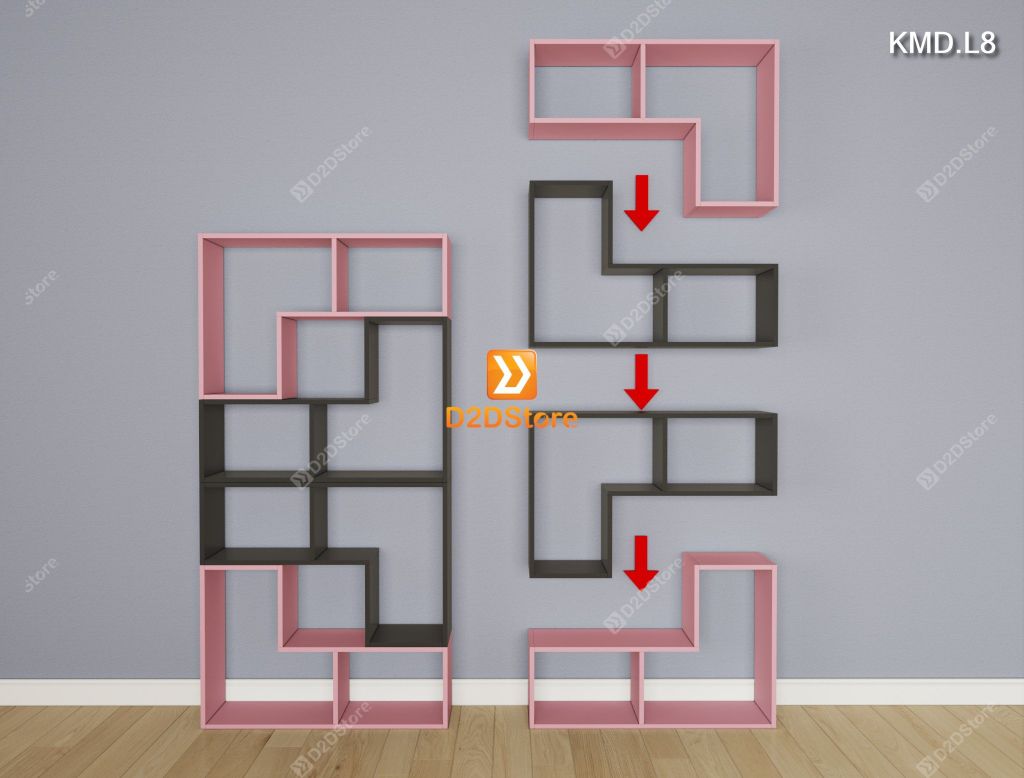 Kệ sách module trang trí mã KMD.L8