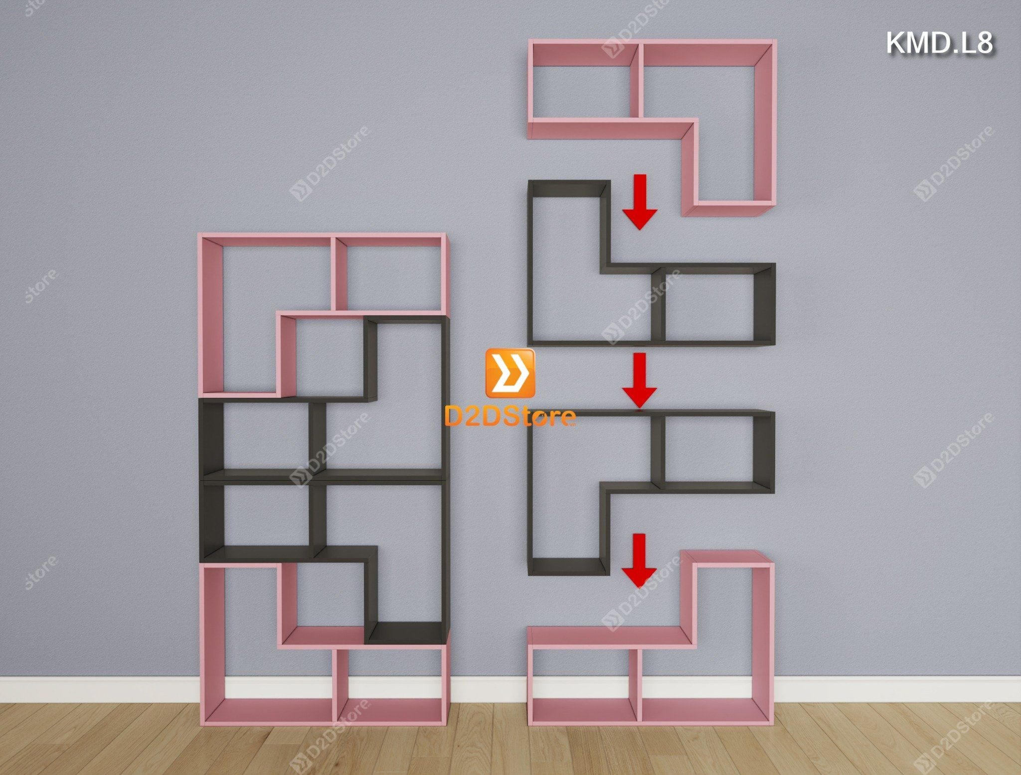  Kệ sách module trang trí mã KMD.L8 