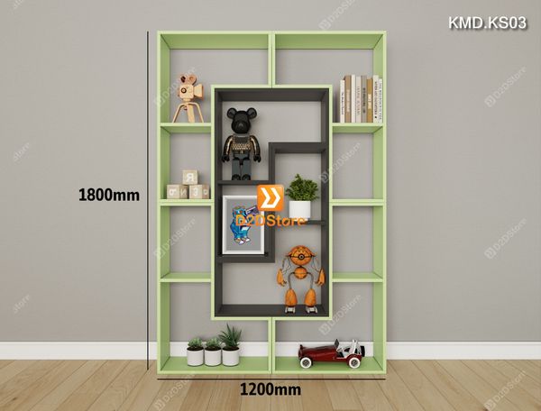Bộ 6 kệ module xếp thành kệ sách nghệ thuật linh hoạt kích thước linh hoạt kiểu xếp trang trí mã KMD.KS03