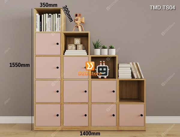 Bộ 4 tủ kệ module đựng sách đồ chơi đồ trang trí cho bé và gia đình mã TMD.TS04