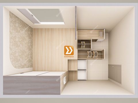 Phòng ngủ với hệ giường tủ bàn kết hợp nhà chị Yumi
