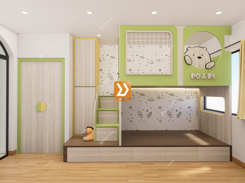 Phòng ngủ giường tầng cho 2 bé trai nhà chị Perong Trang